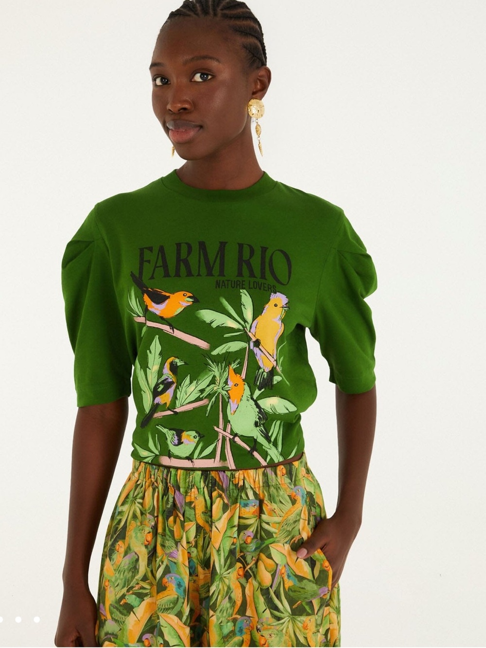 FARM Rio Puff Sleeve T-Shirt, size Small